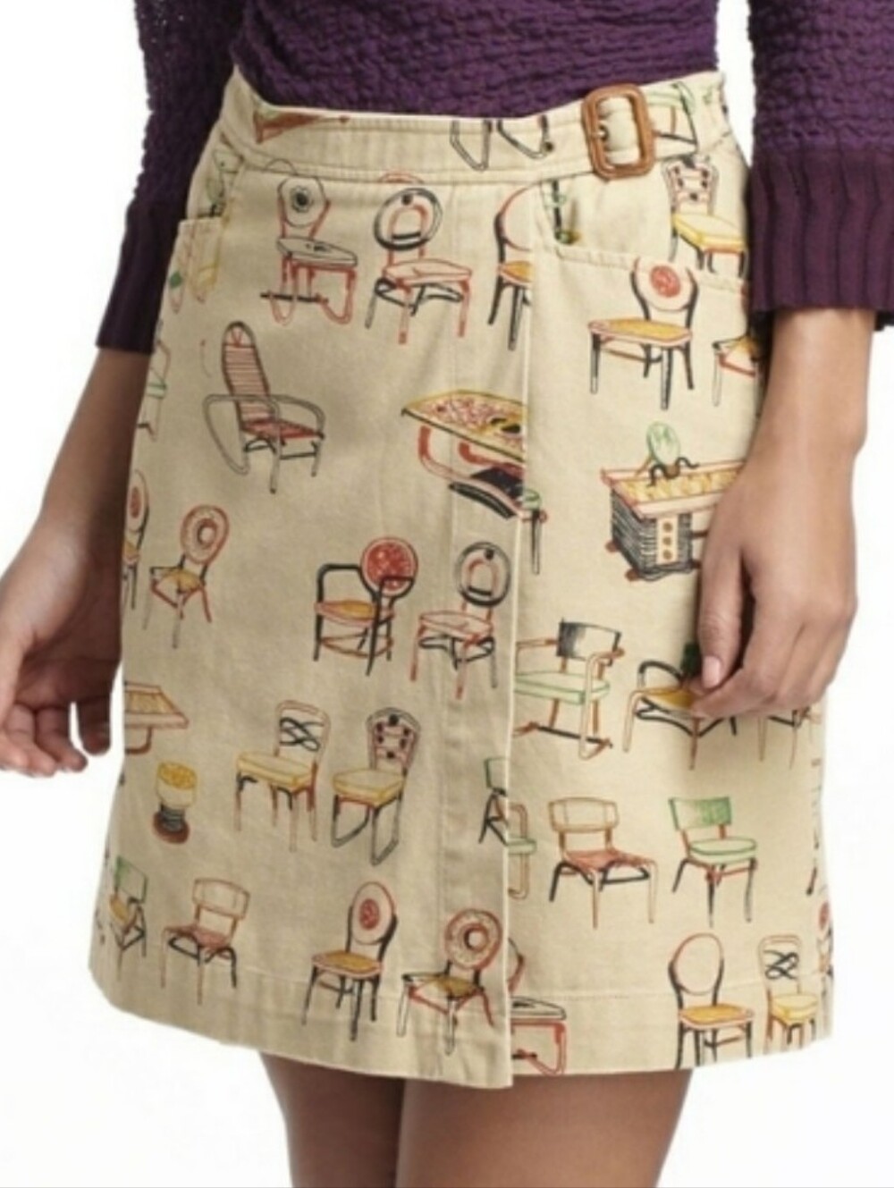 Anthropologie Postage Stamp chair skirt size 6